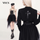 VOCK 反叛乐队 摇滚轻亚感年会不规则网纱蓬蓬连衣裙十字架短外套