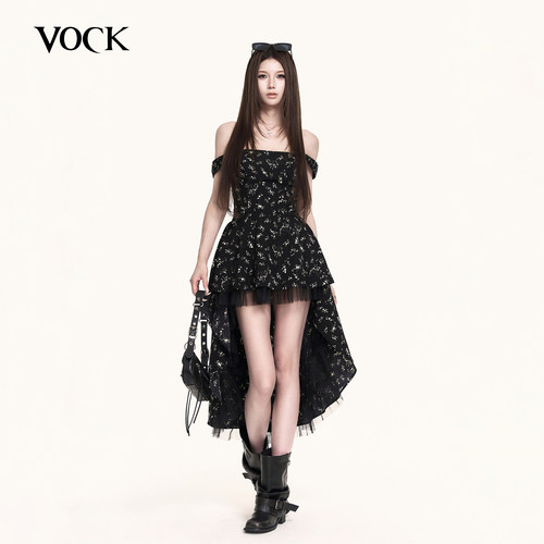 VOCK 仲夏夜 法式浪漫甜美碎花吊带抹胸收腰显瘦不规则荷叶边上衣