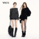 VOCK 子两件套装 松弛假期 秋冬辣妹百搭宽松两穿露肩毛衣针织短裤