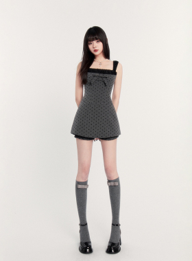 VOCK 零碎岛屿 波点收腰显瘦超短裙Miu系千金少女两件套装连衣裙