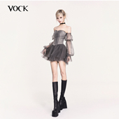 VOCK 雾灰迷离 浪漫气质设计感情人节收腰显瘦蓬蓬裙年会连衣裙子