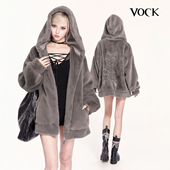 VOCK 冬日邂逅 慵懒感辣妹加厚保暖毛绒宽松刺绣连帽卫衣外套情侣