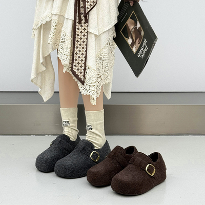 厚底增高灰色勃肯鞋保暖博肯棉鞋