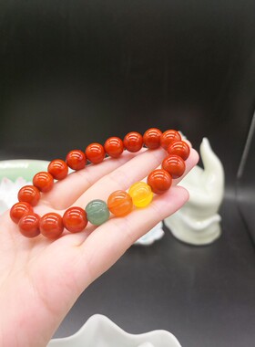 天然川料南红玛瑙手串彩色南瓜珠
