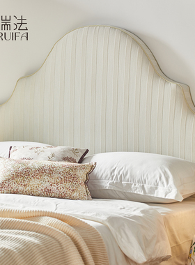 墨瑞法式复古实木床主卧双人床1.8米设计师可定制齐边布艺床白色