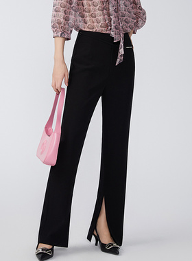 ME FOREVER真我永恒2024夏季开叉黑色水洗长裤女2423C15076吊699