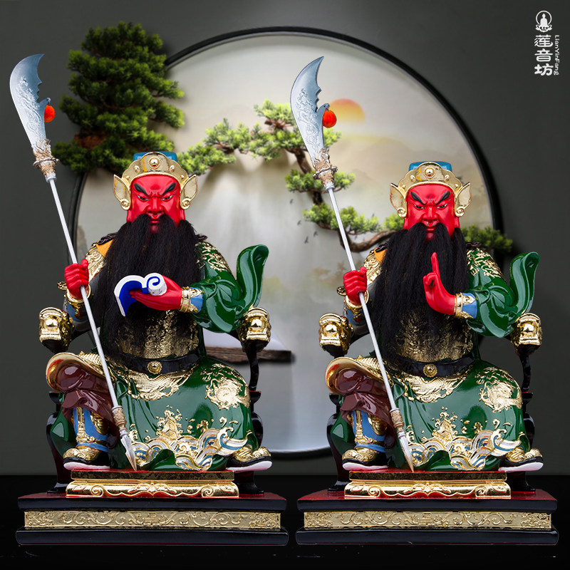 树脂招财中式桌面文武关公摆件