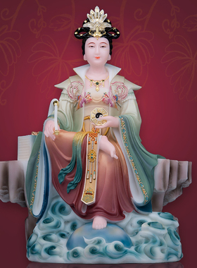 实心汉白玉复古地母娘娘摆件