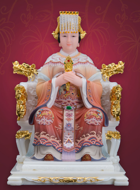 汉白玉实心复古客厅泰山奶奶摆件