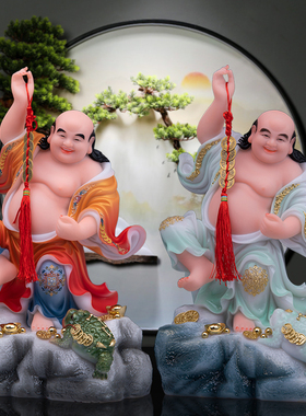 实心汉白玉复古刘海神像摆件