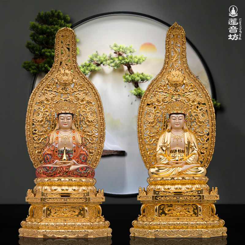 铜毗卢观音神像毗卢遮那佛观世音菩萨佛像彩绘工艺品摆件