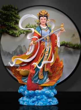 铜雕彩绘贴金九天玄女娘娘神像