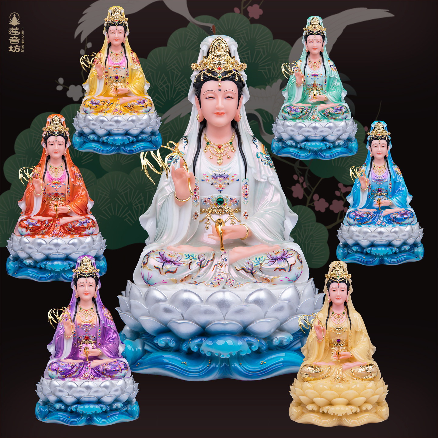 妙善观世音汉白玉佛像桌面供奉