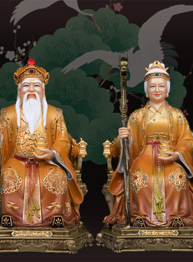 铜像土地公公土地婆婆神像