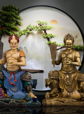 铜平安复古家用面然大士爷摆件