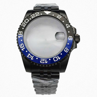 黑色游艇表壳全套+钢表带 水鬼手表表壳 适合8215/821A/NH35机芯