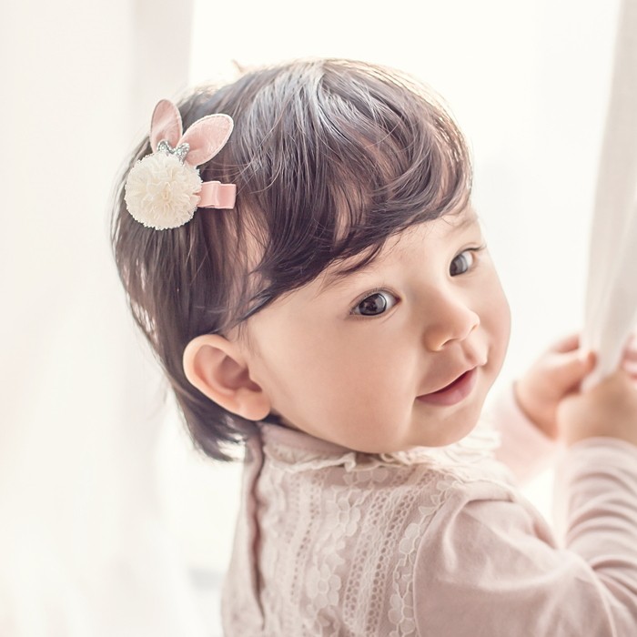 现货韩国进口婴儿发夹摄影配饰公主兔子耳朵BB夹宝宝头饰百天周岁