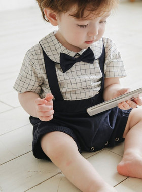 现货韩国进口夏季婴幼儿连体哈衣