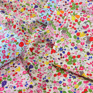 40支纯棉碎花平纹布料服装包包裙子衬衫手工全棉面料棉布水果猫咪