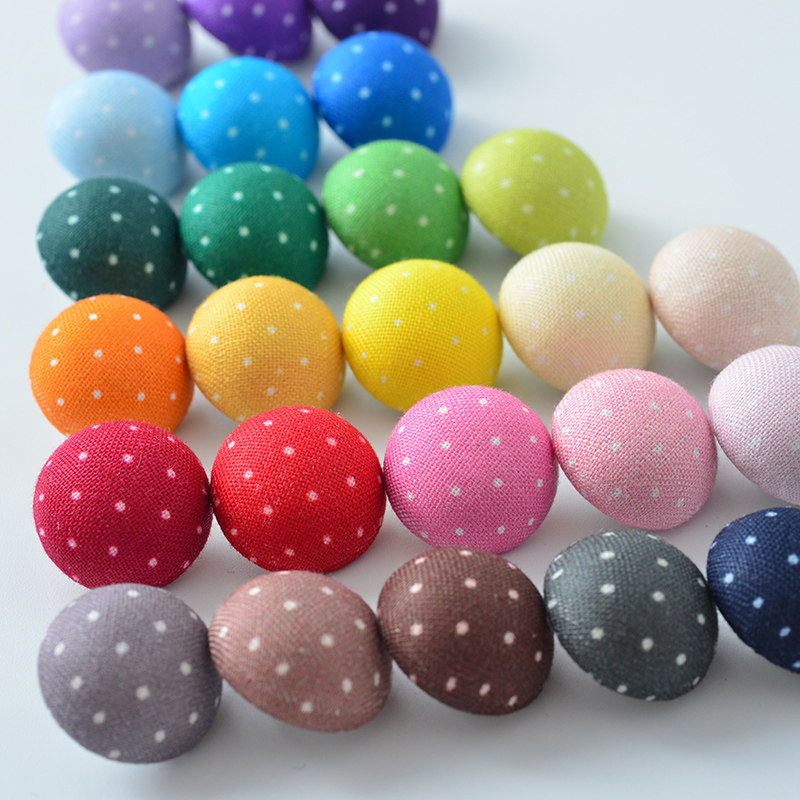 단추는 옷을 위한 다용도 둥근 단추입니다  순면 수제 DIY 다채로운 물 옥 점 알루미늄 바닥 버섯 덮힌 단추