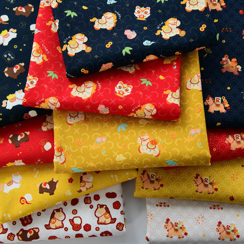 20支纯棉平纹布料生肖红色马年