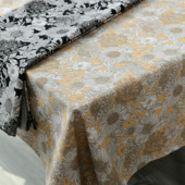 6安细帆145宽花卉面料纯棉布料手工DIY家居软装 棉帆布描线丽花