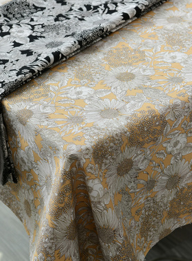 6安细帆145宽花卉面料纯棉布料手工DIY家居软装棉帆布描线丽花