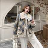 现货冬季新款羊羔毛拼接棉衣短外套7218P185控288，女装棉衣/棉服，浙宝133