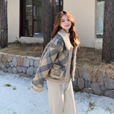 现货冬季新款羊羔毛拼接棉衣短外套7218P185控288，女装棉衣/棉服，浙宝133