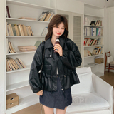 大货已出春季新款收腰PU皮衣外套7270P155控238，女装皮衣，浙宝133