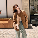 大货已出春季新款麂皮外套7013P155控248，女装短外套，浙宝133