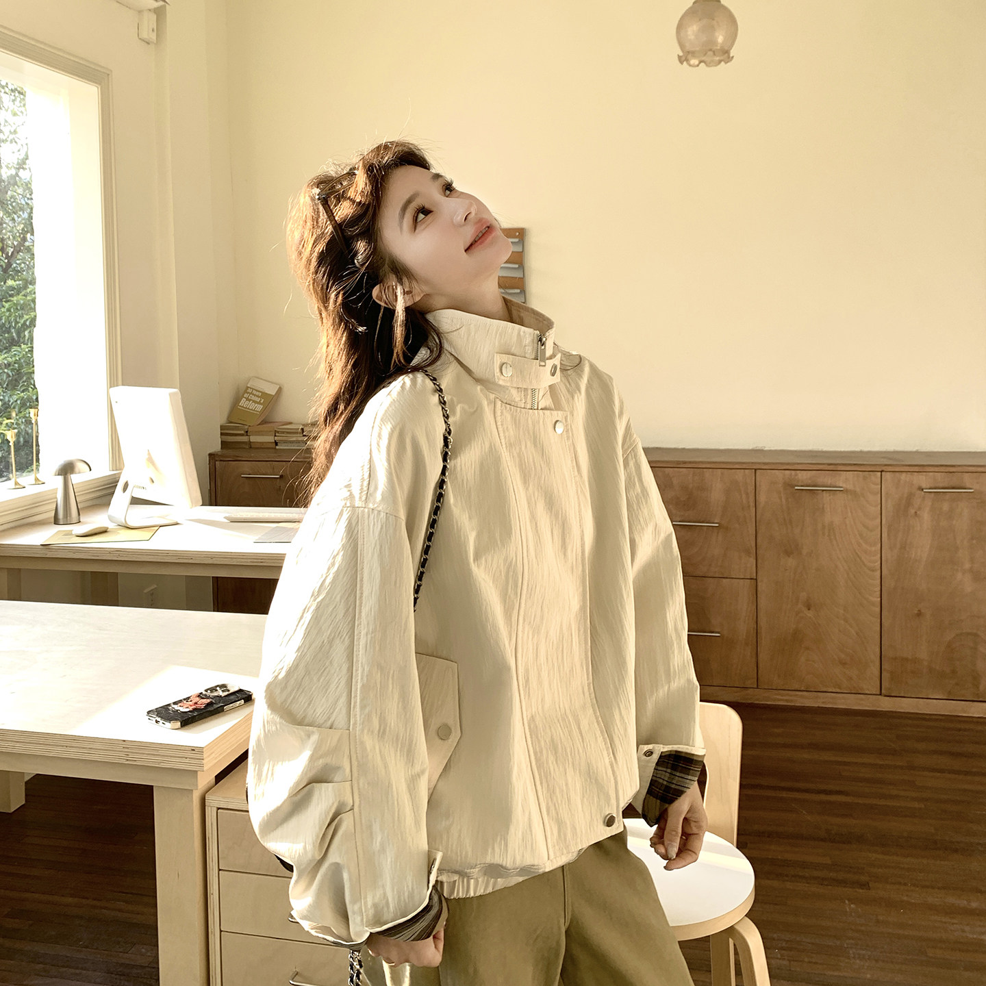 大货已出春季新款宽松夹克外套7263-p165控248，女装短外套，浙宝133