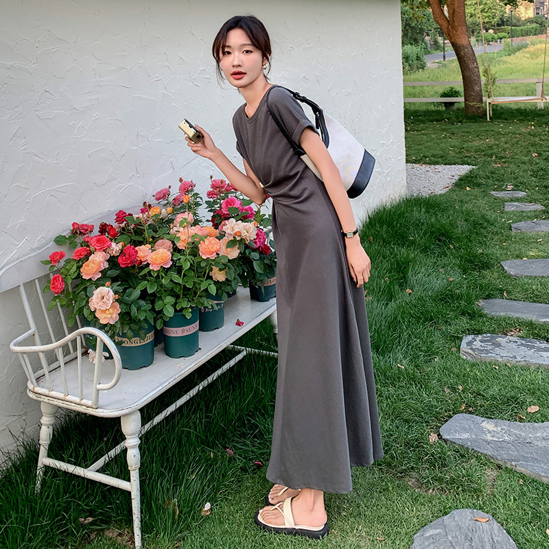 现货夏季修身垂感T恤裙短袖连衣裙133-5209P110K158,女装连衣裙,浙宝133