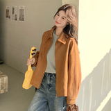 大货已出春秋麂皮夹克短外套8021P145控218，女装短外套，浙宝133