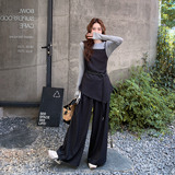 气质优雅风休闲风韩式时尚套装阔腿裤针织背心高腰显瘦复古减龄，女装套装/套裙，浙宝133