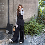 气质优雅风休闲风韩式时尚套装阔腿裤针织背心高腰显瘦复古减龄，女装套装/套裙，浙宝133