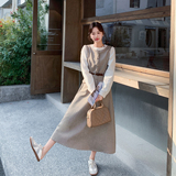 春季新款假两件连衣裙配腰带7276P160控258，女装连衣裙，浙宝133