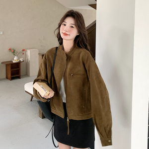  春新款麂皮夹克短外套133-8028P145控218图片