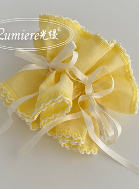 明艳夏日阳光少女高档黄色欧根纱大肠发圈芭蕾少女气质丸子头绳女