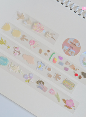 分装 Nemosissy纸春 盐系手账装饰花朵绘画和纸pet胶带