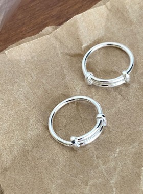925纯银光面素圈戒指女个性百搭ins冷淡风开口可调节推拉指环5202