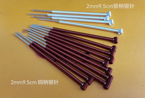 999纯银浅针 圆钝头有铜柄银柄可选 按摩穴位纯银针 可定做 1只价