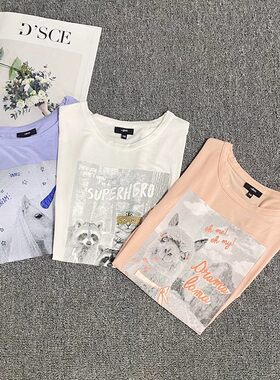 出口原单童装女童独角兽公主莫代尔棉短袖蝙蝠衫T恤儿童舒适上衣