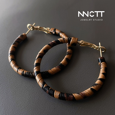 欧美风气质感皮质豹纹4cm耳圈小众时尚通勤百搭款耳环