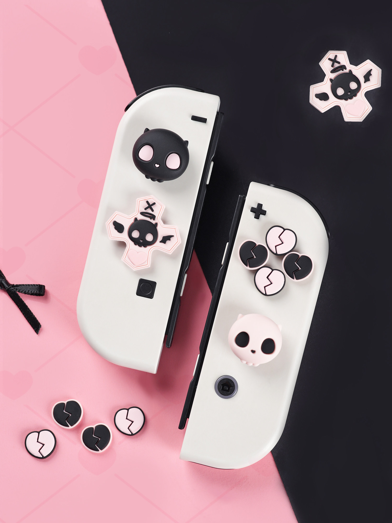 나는 정말로 NINTENDO SWITCHOLED 로커 캡 NS 실리콘 캡 버튼 스티커 연인 해골 게임 콘솔 액세서리를 원합니다