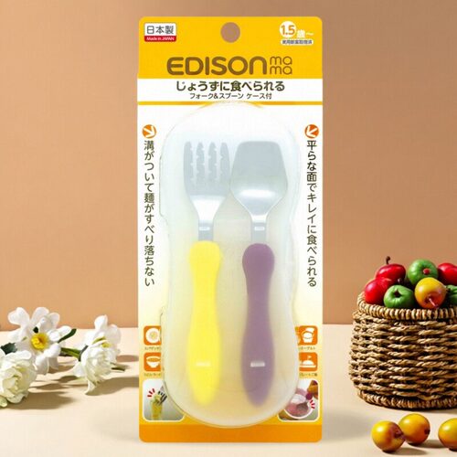 日本进口edisonmama含便携盒叉勺