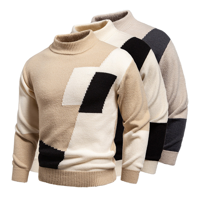 跨境外贸2025亚马逊男士毛衣针织衫时尚个性保暖上衣休闲衣服