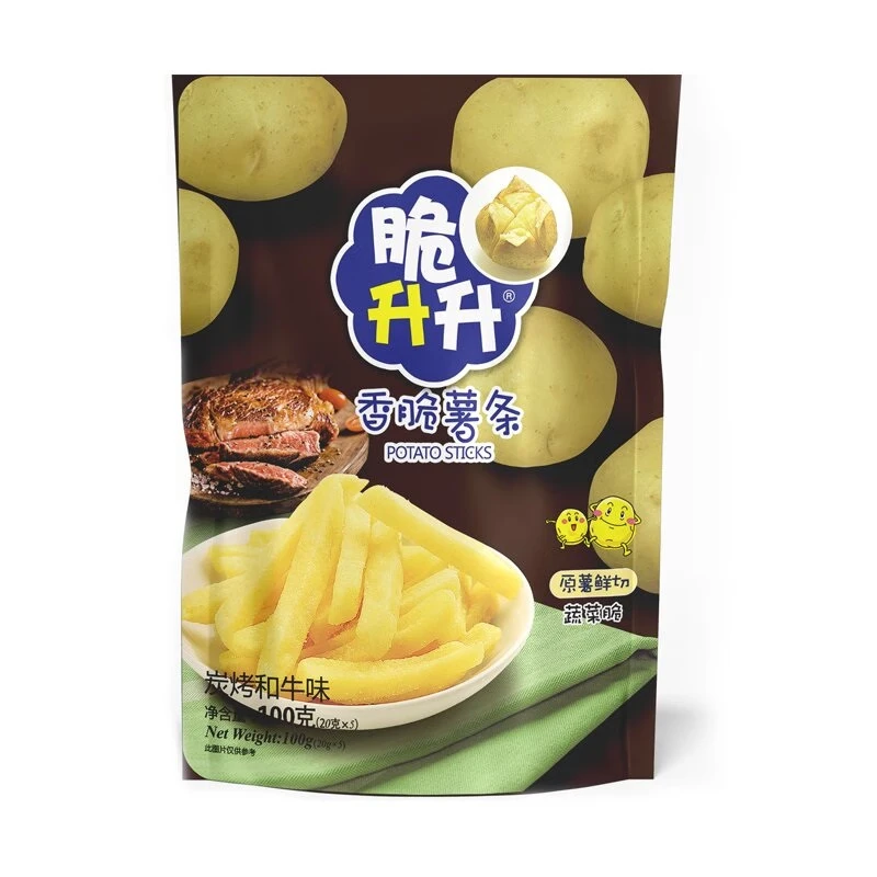 脆升升碳烤和牛味脆马铃薯鲜切薯条100g*5袋休闲零食