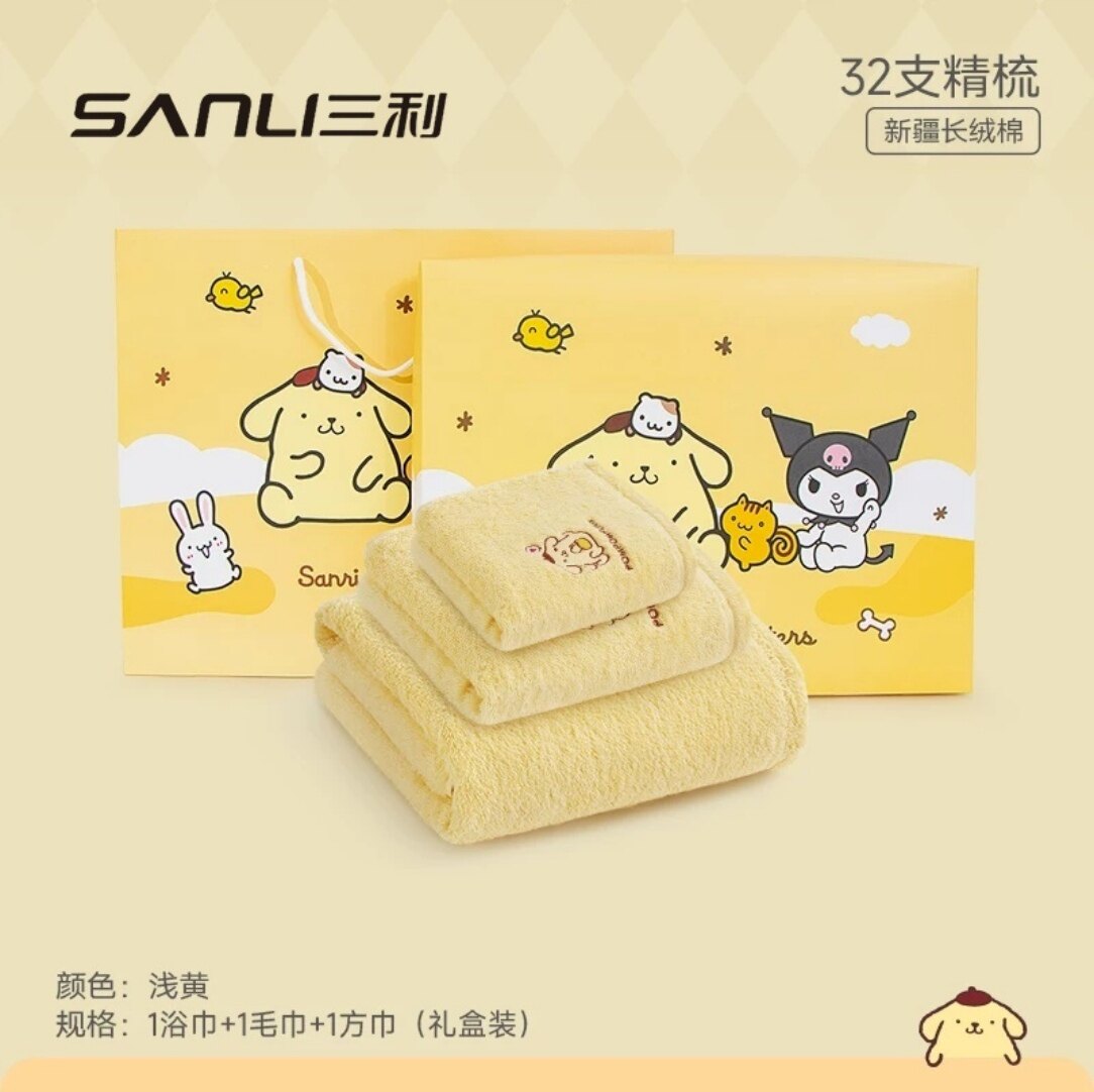 三利联名布丁狗全棉浴巾毛巾方巾