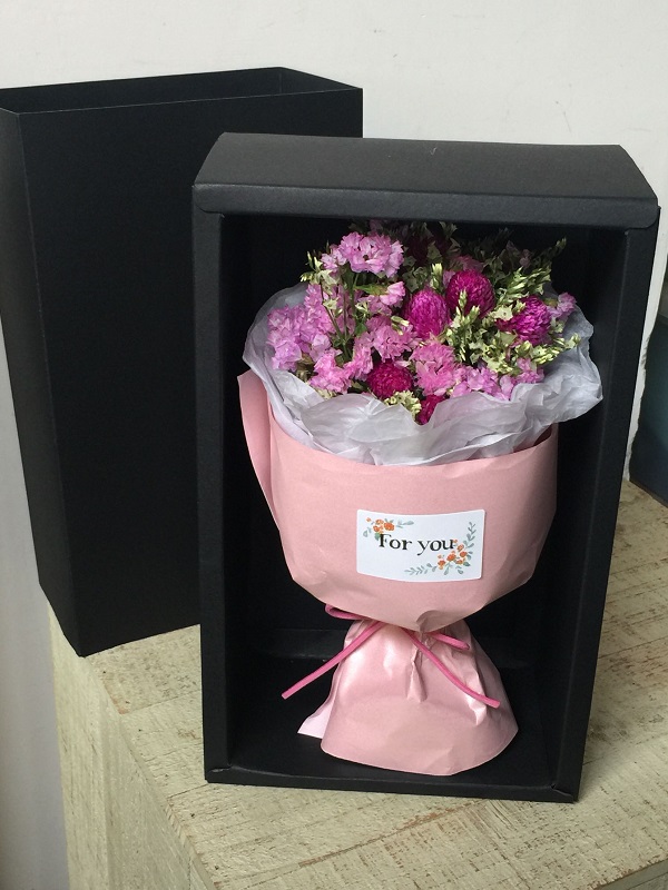 送闺蜜女友勿忘我干花束礼物粉嫩少女心礼盒贺卡母亲节女王节公司